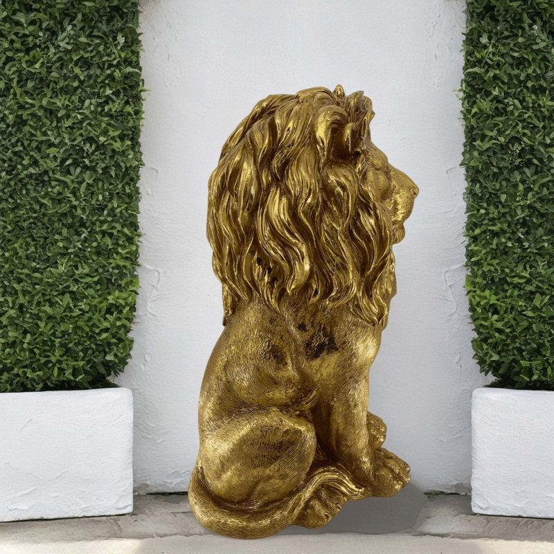 Sculpture de lion en résine pour jardin, parc et station balnéaire