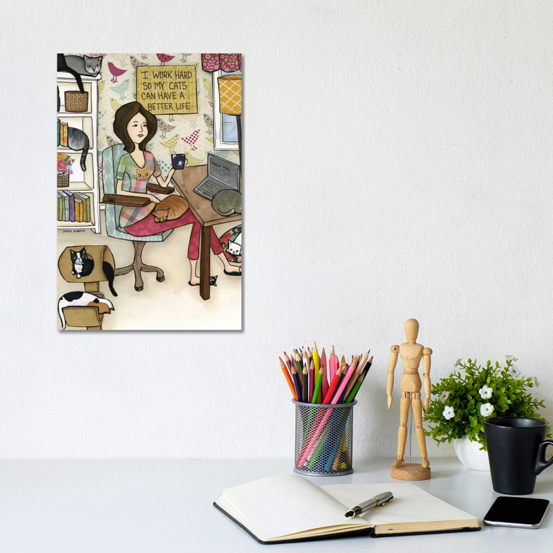 « Cats Better Life » par Jamie Morath-impression, Pas de tapis, Toile tendue, H 12 po x l 8 po x P 0,75 po