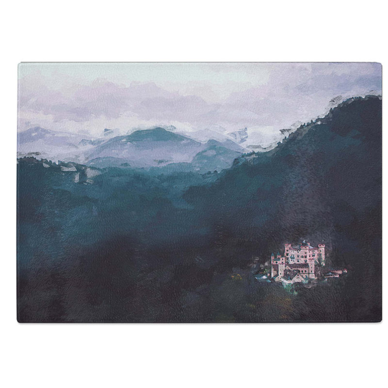 Glass Hohenschwangau Castle in Abstract Chopping Board, 39 cm W x 28.5 cm L