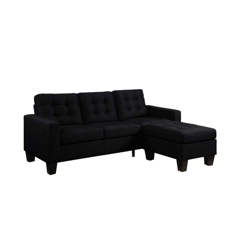 Canapé et repose-pieds réversibles 81 po Earsom, lin noir