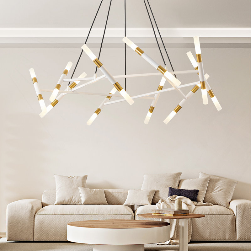Luminaire de lustre moderne 41 "blanc et doré