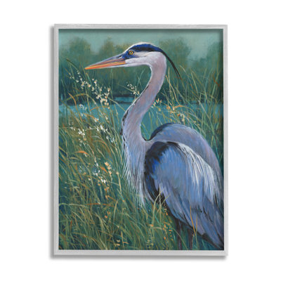 Heron at Lake, reproduction d'art sur bois