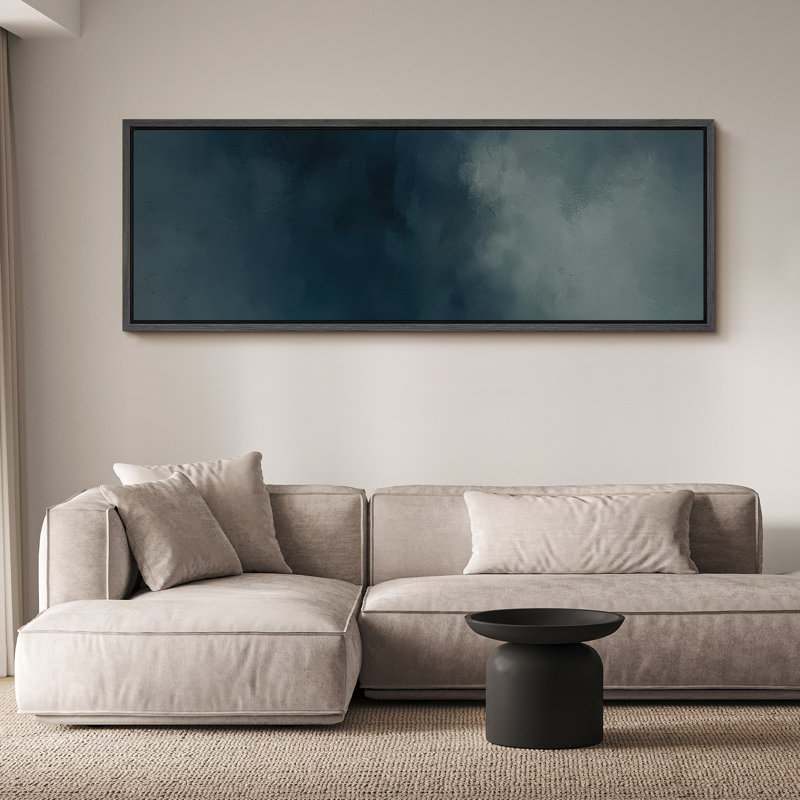 Grande impression sur toile encadrée, reproduction abstraite neutre pour décoration intérieure moderne, H 20 po x l 60 po