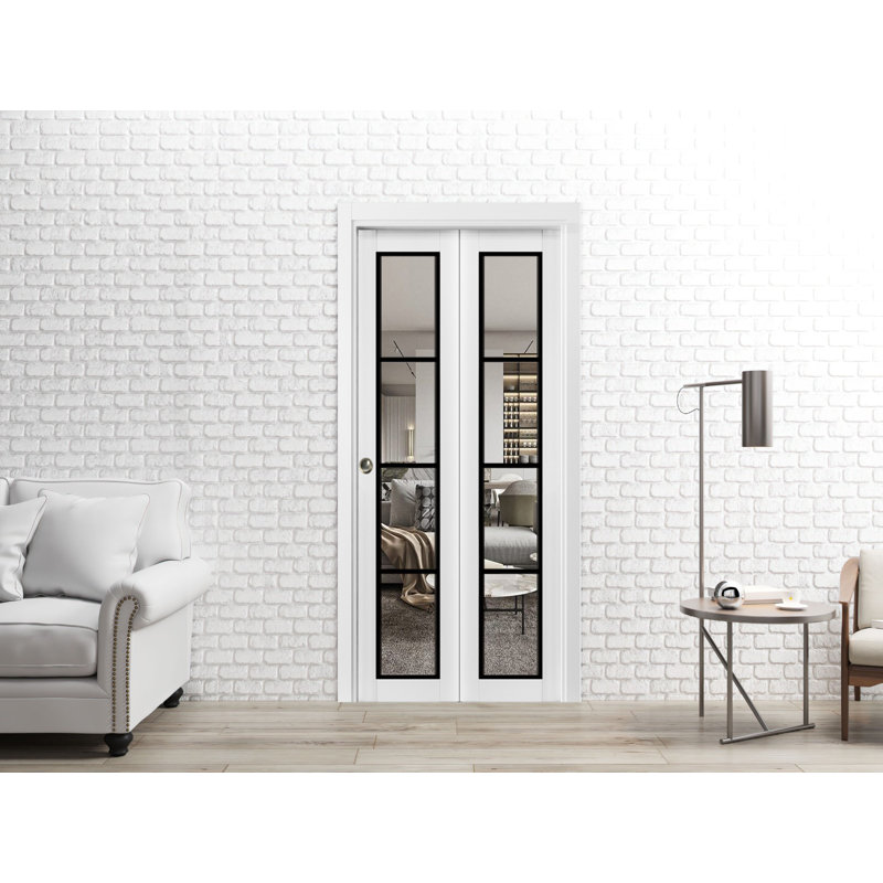 Porte pliante à panneaux en bois, Satin blanc, 48 po x 84 po