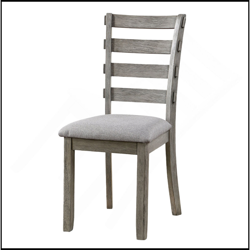 Ensemble de chaises de salle à manger de couleur grise avec siège rembourré 2 pièces et finition échelle brossée