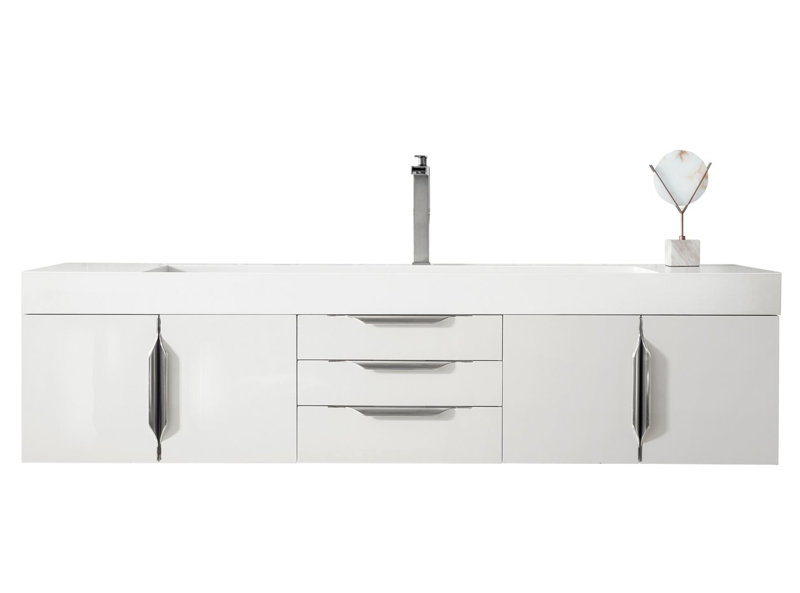 Mercer Island 72'' W Single Vanity, Glossy White, Dusk Gray, Brushed Nickel