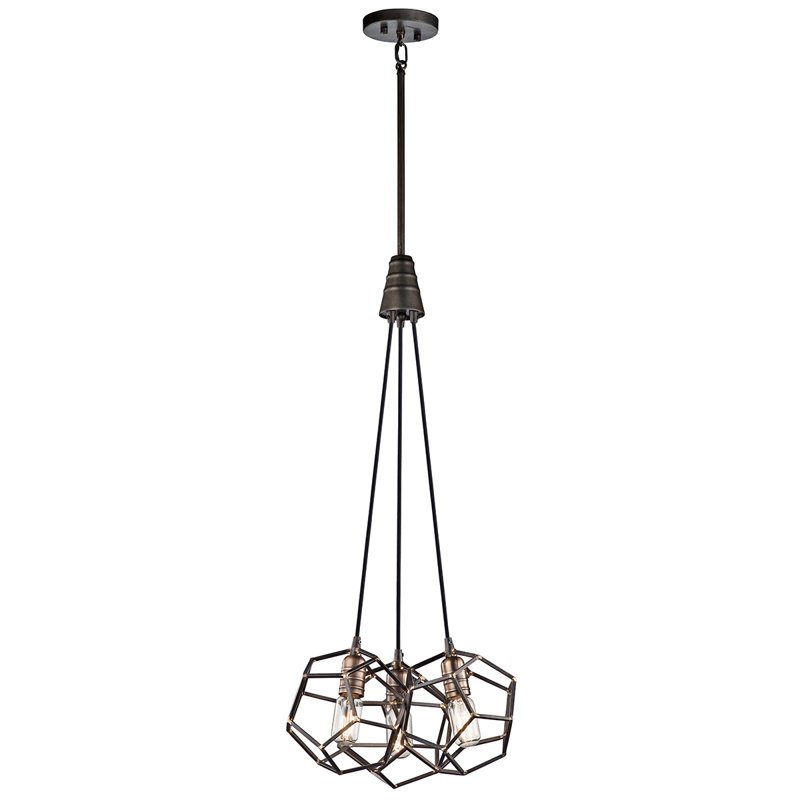 Sadowa 3 - Light Raw Steel Cluster Pendant