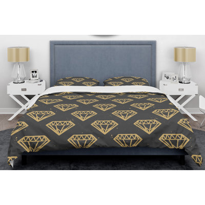 Ensemble de housse de couette mid-century diamants rétro