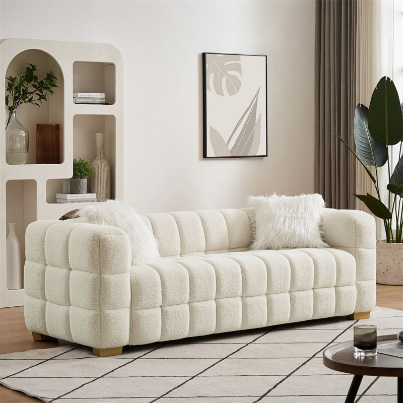 Clintondale 3 Seater Boucle Loveseat, White