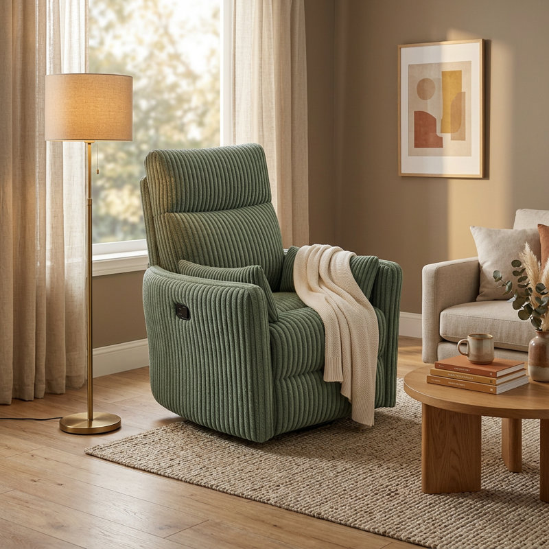  Sherry 34'' Swivel Manual Recliner & Rocker (Set of 2), Bella Forest Green , Manual - Push Button