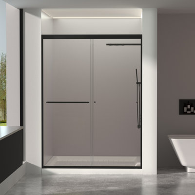 Porte de douche 72 "H 72" avec cadre double coulissant et verre trempé transparent