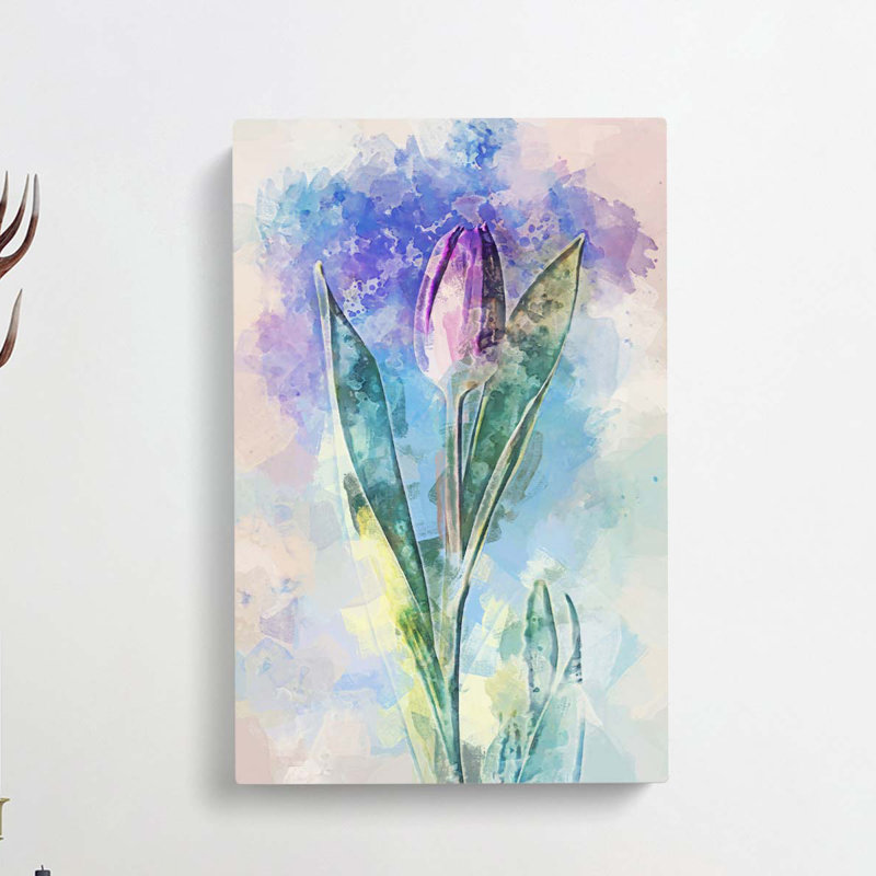 Purple Tulip In Abstract - Wrapped Canvas Painting, 91cm H x 60cm W x 3cm D