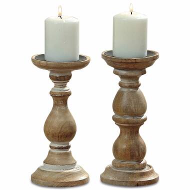 Farmhouse Pottery Essex Wooden Candlestick Holders, 2 Colors, 3