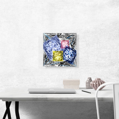 " White Gray Purple Yellow Princess Cut Diamond Jewel "