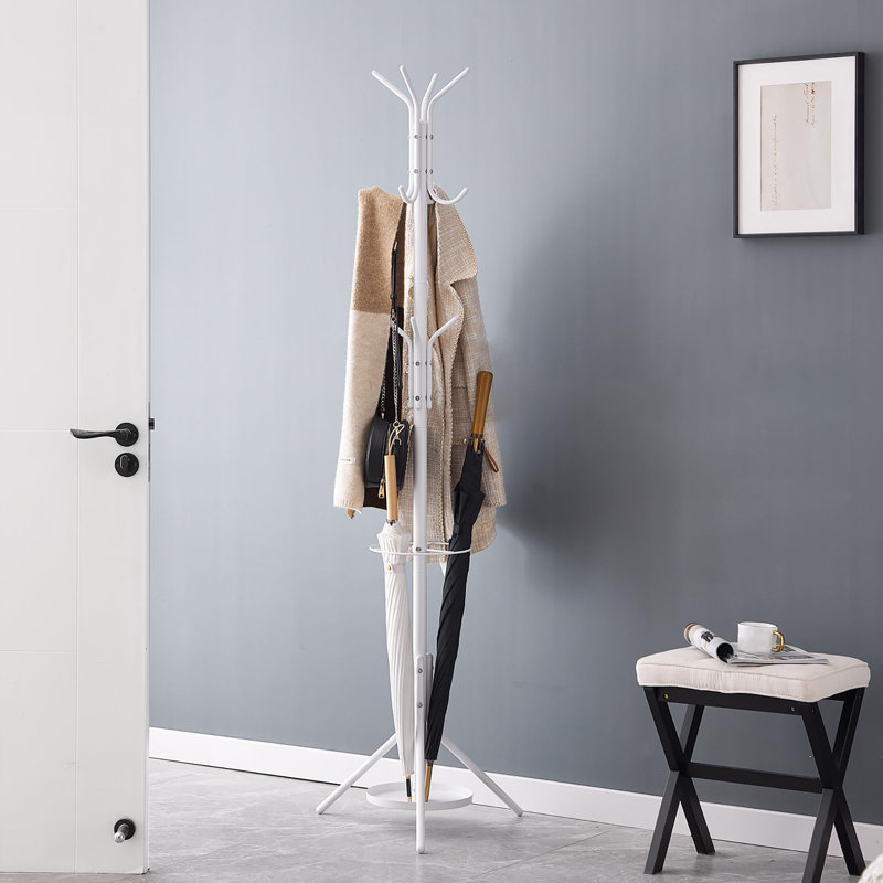 Freestanding 2-In-1 Coat Rack With Rain Cover, White