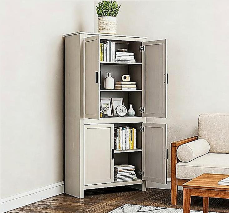 Armoire de rangement autoportante, garde-manger, Blanc