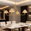 Luminaire de style lustre bohémien 46 pouces avec abat-jour rotin en laiton pour salle à manger, salon, cuisine, chambre à coucher, à 4 lumières à intensité variable