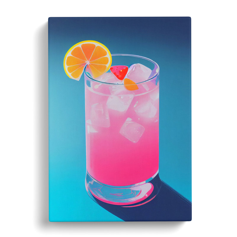 Cocktail Vaporwave - Wrapped Canvas, 50cm H x 35cm W x 3cm D