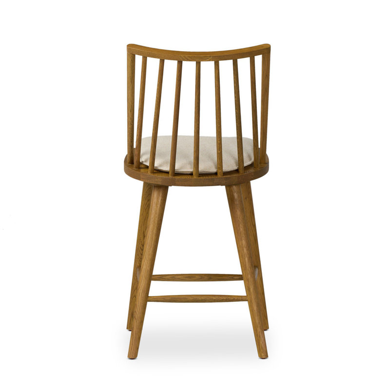 Lewis Windsor Stool With Cushion-Sandy Oak-Counter, Counter Stool (25.02” Seat Height), Sandy Oak
