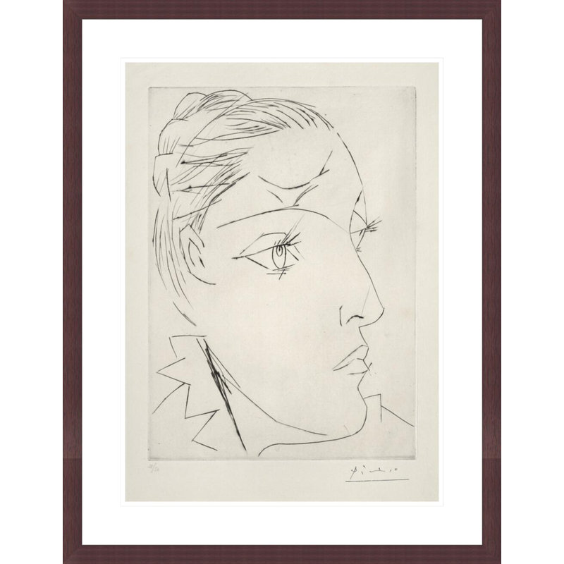 Portrait de Dora Maar dans un chignon par Pablo Picasso, impression giclée encadrée, H 29,5 po x l 22,92 po