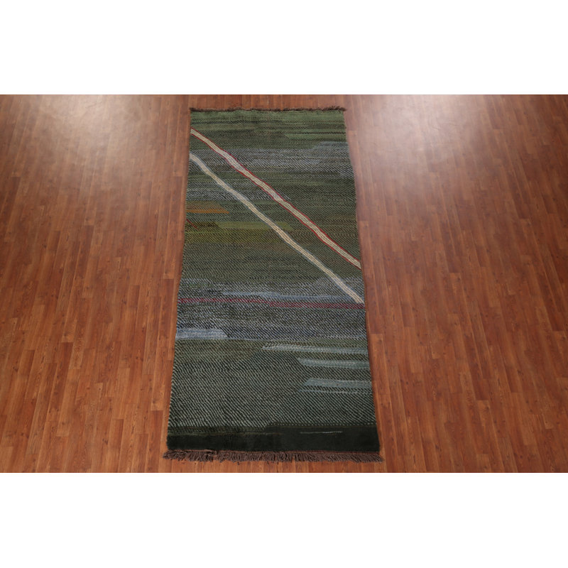 Tapis persan vert fait à la main Gabbeh 5 x 10