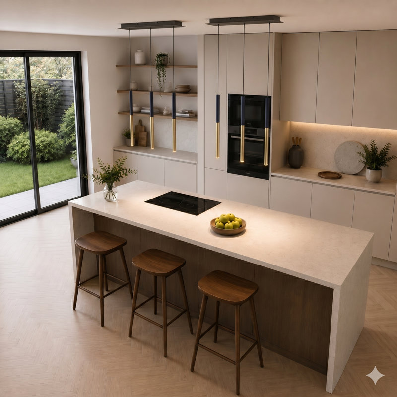 Baileyton 3 - Light Kitchen Island Pendant, Black Top and Brushed Brass