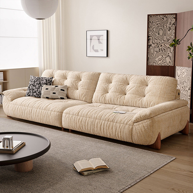 Canapé beige modulaire en chenille, H 36,22 po x l 110,24 po x P 40,16 po, Beige