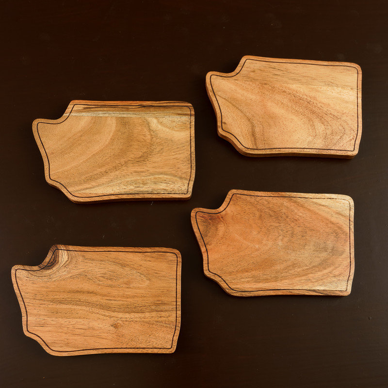 Ensemble de 4 sous-verres en bois Washington State Pride