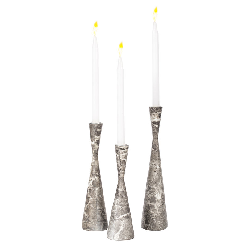 Bougeoirs en résine de marbre - paquet de 18 chandeliers décoratifs blancs pour décoration intérieure, centres de table de salle à manger élégants, décorations intérieures élégantes et éclairage d'événement exclusif