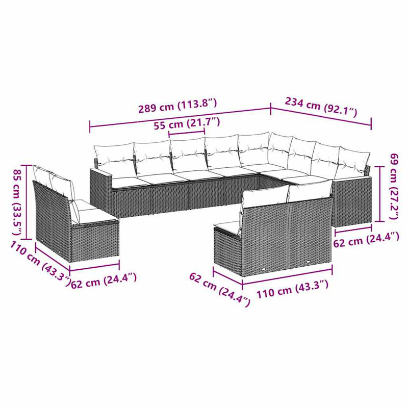 Ensemble de canapé de jardin Vidaxl