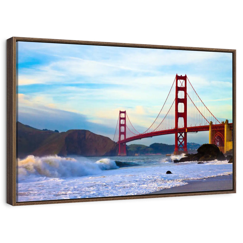 Golden Gate Bridge, San Francisco, Cadre flottant noyer, 43 po x 29 po