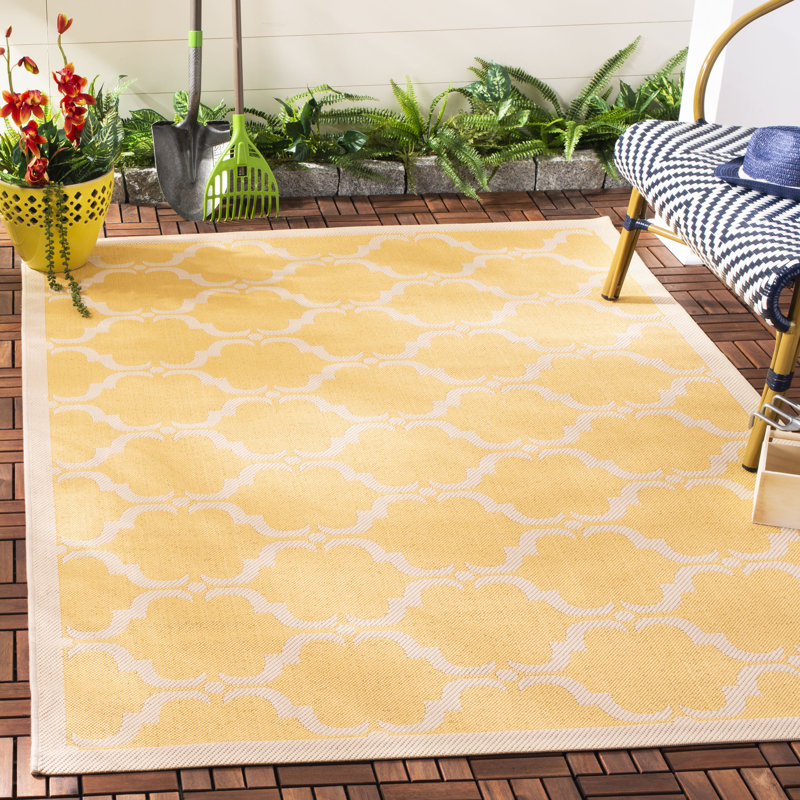 Kelley Hooked Indoor/Outdoor Rug, Beige / Yellow, Rectangle 201 x 290 cm