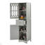 Grande armoire de salle de bain, armoire de rangement autoportante avec tiroir et portes, panneau de fibres à densité moyenne, porte en acrylique, tablette réglable-672878970
