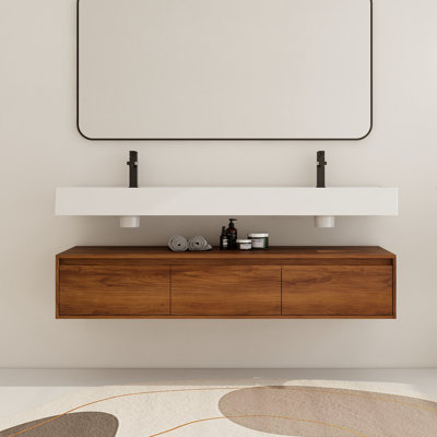 Fatmata 60 Inch Vanity, 60 bathroom vanity with top, 60 inch bathroom vanity, 60" Double Bathroom Vanity Set ,60'' Double Sink Vanity with 3 Drawers and Resin Basin Sink