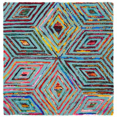 Tapis Abstrait Touffeté À La Main Laine Et Coton Nantucket in Blue
