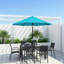 Parasol de marché bleu de 7,5 pi avec auvent, manivelle pour un fonctionnement facile, hexagonal Ft et inclinaison 45, imperméable filé auvent patio et terrasse