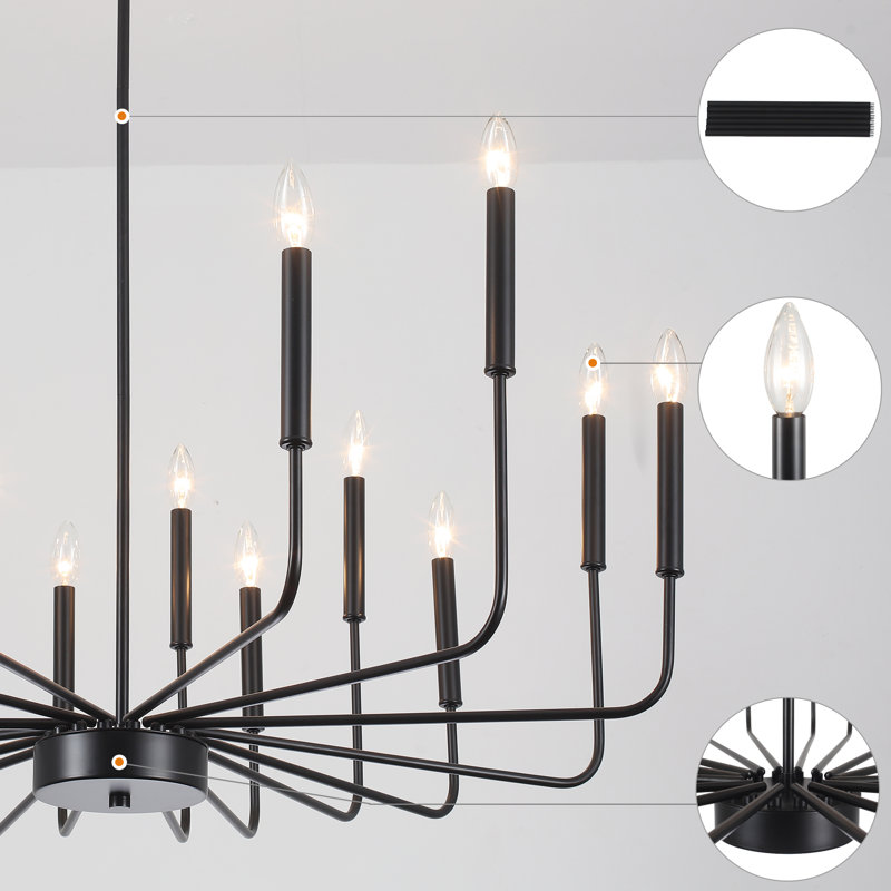 Tamerah Dimmable Candle-Style Classic / Traditional Chandelier, Matte Black, 16