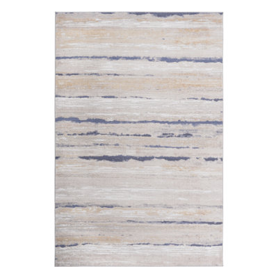 LOOM & LUXE Collection 2X3 Ivory Striped Non-Shedding Living Room Bedroom Dining Home Office Stylish And Stain Resistant Area Rug