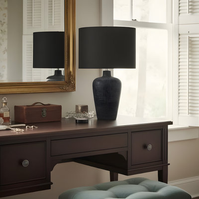 Lighting, Table Lamp, 24"h, Black Ceramic, Black Shade, Contemporary