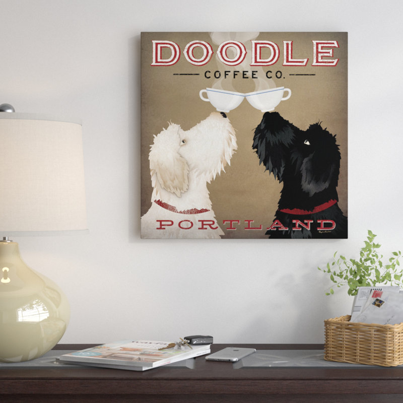 « doodle coffee co. », art textuel sur toile tendue, H 12 po x l 12 po x P 0,75 po