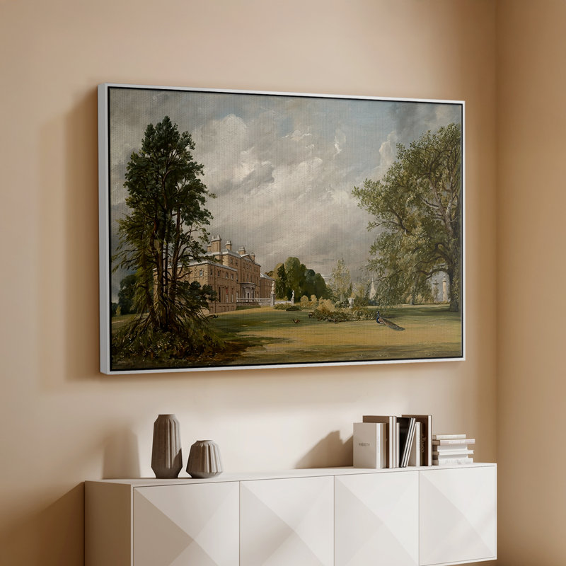 Malvern Hall, 1821 - John Constable, toile tendue avec châssis, 26 x 40, Blanc