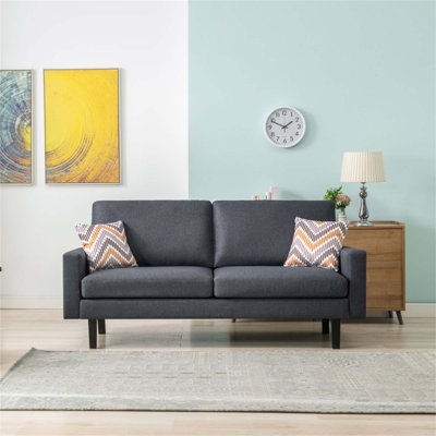 Canapé en lin de 70 pouces avec deux coussins décoratifs, conçu pour le confort, le style et la vie de tous les jours.