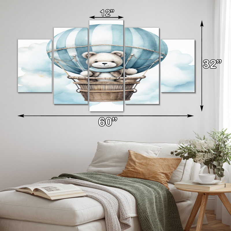 «Nursery Bear Cub Children Dreams I» sur toile, reproduction de 5 pièces