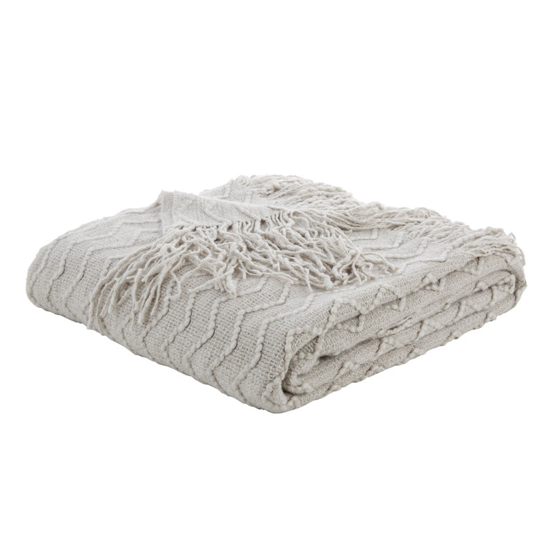 Chevron Knit Throw, Silver