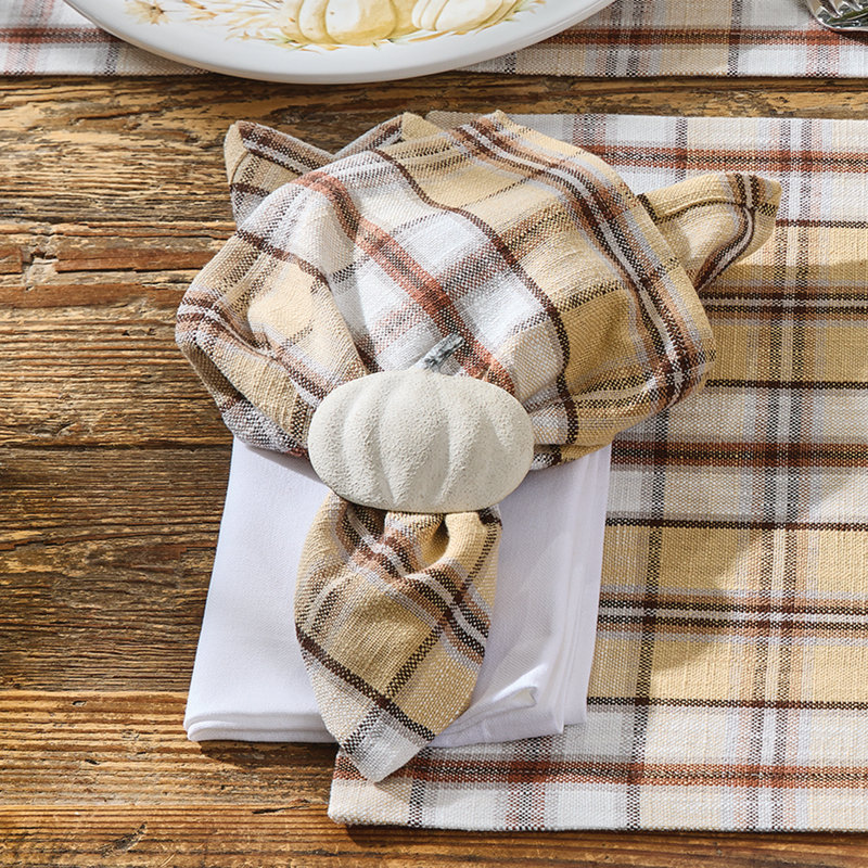  Hadley Plaid Orange Napkin Set Of 4, Orange Plaid