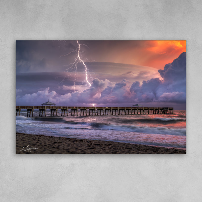 "Pier Insanity" par Lawrence Leyderman - Art mural acrylique 32 "x 48", H 32 po x l 48 po