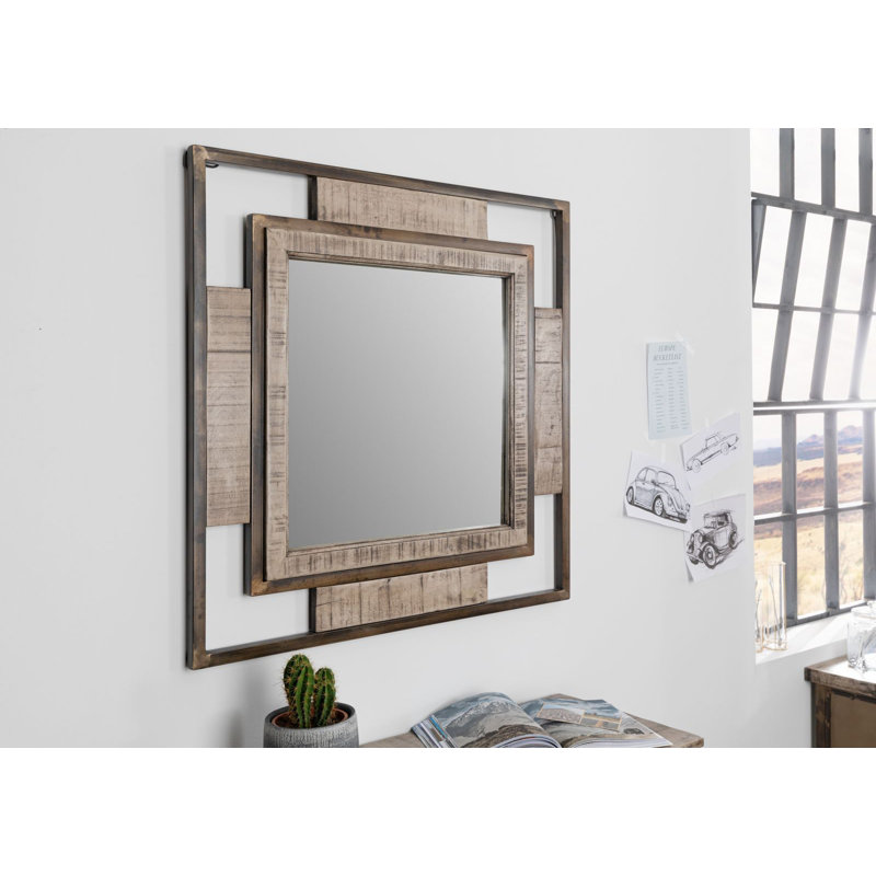 Heavy Industry Wood Wall Mirror, Brown