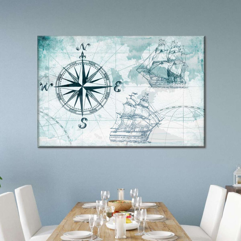 «Ocean Compass», reproduction sur toile, H 30 po x l 45 po x P 1,25 po