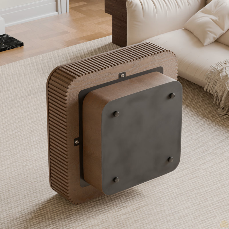 Table basse 31,5 "carrée avec rangement, Noyer