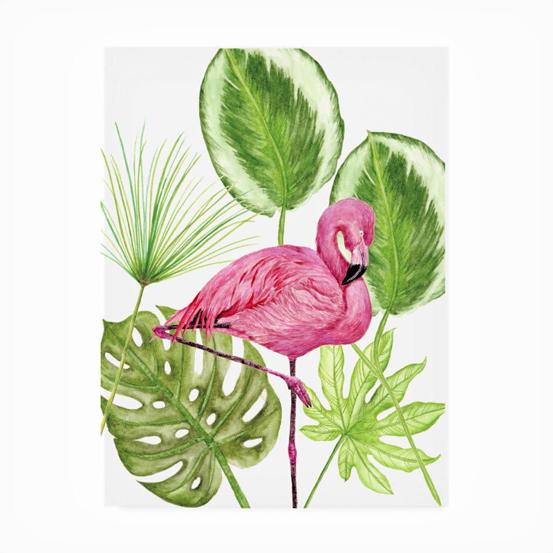 Toile d'extérieur Melissa Wang «Tropical Flamingo II», H 24 po x l 18 po x P 1,5 po